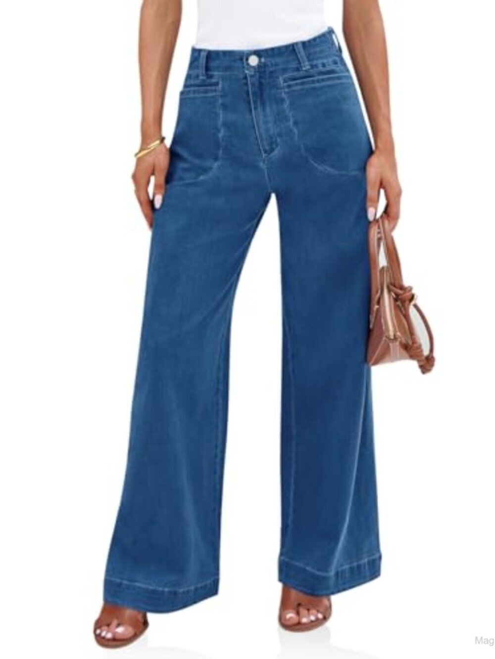 High Rise Wide Leg Baggy Jeans Stretchy Denim Pants